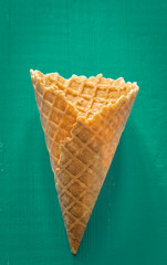 waffle Cup ice cream in a wooden background