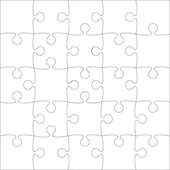 Vector White Puzzles Pieces - JigSaw - 25.