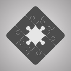 Grey Puzzles Pieces JigSawI Icon Symbol - 9.