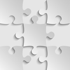 Vector Grey Puzzles Piece JigSaw - 9 Pieces.