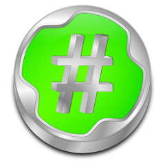 Hashtag Button - 3D illustration