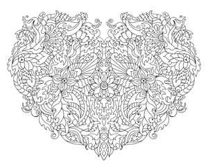 Hand drawn flower heart