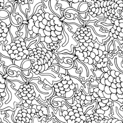 Tuinposter Doodle style floral garden seamless pattern. Vector illustration, coloring book © ilonitta