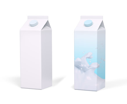 Two milk cartons isolated 3d rendering