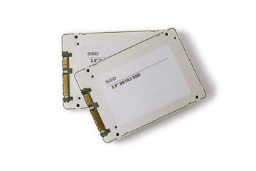 couple solid state SATA drives on the white background