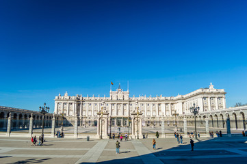 Obraz premium The Royal Palace of Madrid (Palacio Real de Madrid) - the official residence of the Spanish Royal Family at the city of Madrid, Spain