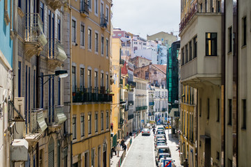 Fototapeta na wymiar Typical traditional portuguese street in Lisbon, Portugal