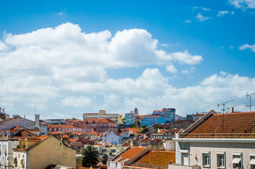 Fototapeta na wymiar Lisbon aerial cityscape skyline, Portugal