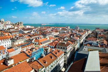 Naklejka na ściany i meble Lisbon aerial cityscape skyline, Portugal