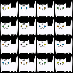 Seamless vector background with decorative cats. Print. Repeating background. Cloth design, wallpaper.