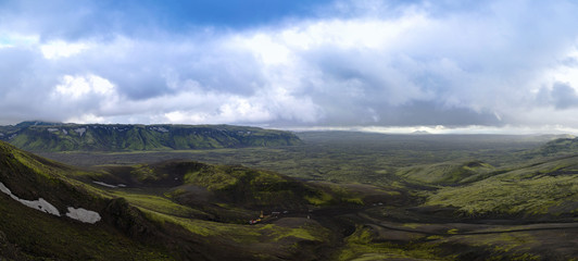 Fototapeta na wymiar Landscape of Lakagigar volcanic valley, central Iceland