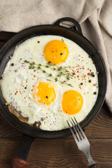 fried egg, pan, napkin and fork © ytochka89
