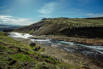 Fototapeta na wymiar River flow. Glymur waterfall, Iceland