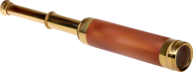 brown and gold telescope on white