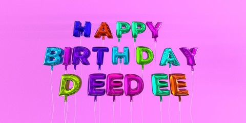 Happy Birthday Deedee card with balloon text - 3D rendered stock image. This image can be used for a eCard or a print postcard.