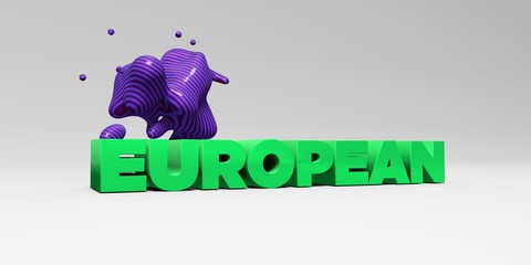 EUROPEAN - 3D rendered colorful headline illustration.  Can be used for an online banner ad or a print postcard.