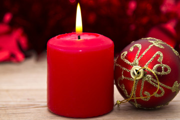 Christmas candle with christmas decorations