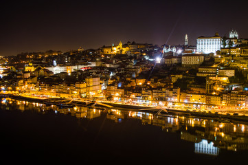 Fototapeta na wymiar Porto evening skyline cityscape with Douro River in Porto, Portugal
