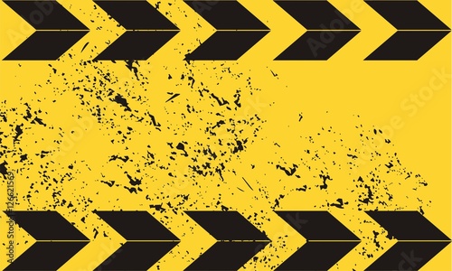 Black And Yellow Road Sign Rectangular Background Diagonal Stripes