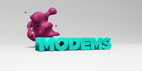 MODEMS - 3D rendered colorful headline illustration.  Can be used for an online banner ad or a print postcard.