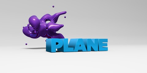 PLANE - 3D rendered colorful headline illustration.  Can be used for an online banner ad or a print postcard.