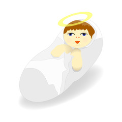 Baby Jesus Christ as crib figure Icon Symbol Design. Vector Christmas illustration isolated on white background