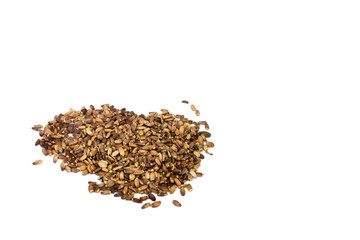 Seeds of milk thistle on white background