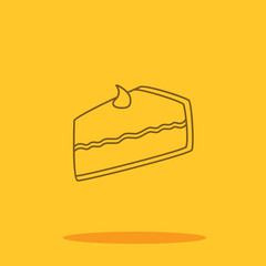 Pumpkin pie cute icon in trendy flat style isolated on color background. Thanksgiving symbol for your design, logo, UI. Vector illustration, EPS10.