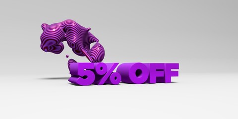 5% OFF - 3D rendered colorful headline illustration.  Can be used for an online banner ad or a print postcard.