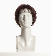 Mannequin Female Head with Wig on White - 126623908
