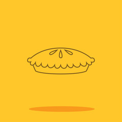 Pumpkin pie cute icon in trendy flat style isolated on color background. Thanksgiving symbol for your design, logo, UI. Vector illustration, EPS10.