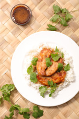 rice with chicken and sauce