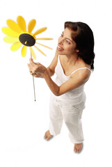 Woman holding pinwheel