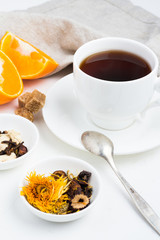 cup of tea, sugar and spices