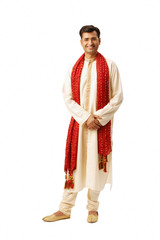 Indian man in traditional clothing, looking at camera