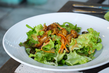Grilled barbecue pork salad