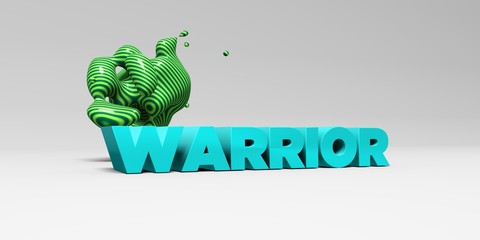 WARRIOR - 3D rendered colorful headline illustration.  Can be used for an online banner ad or a print postcard.