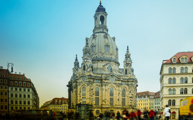 Fototapeta na wymiar Dresden Frauenkirche ( literally Church of Our Lady) is a Lutheran church in Dresden, Germany