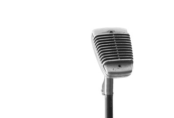 Fototapeta premium Retro microphone isolated on white background with clipping path.