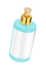 Turquoise body lotion plastic bottle with blank label