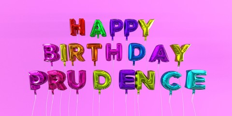 Happy Birthday Prudence card with balloon text - 3D rendered stock image. This image can be used for a eCard or a print postcard.