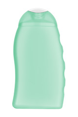 Green blank shampoo bottle, no label, isolated on transparent or
