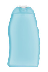 Blue blank shampoo bottle, no label, isolated on transparent or