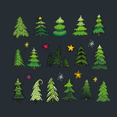 Obraz premium Christmas Trees vector image design set for you illustration, de