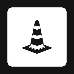 Traffic cone icon in simple style isolated on white background. Warning symbol vector illustration