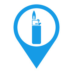 Icono plano localizacion mechero azul