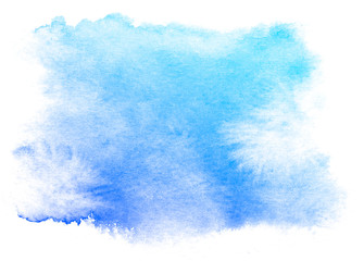 Abstract blue watercolor on white background.This is watercolor splash.It is drawn by hand.