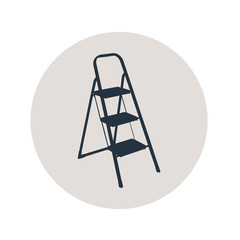 Icono plano silueta escalera en circulo gris