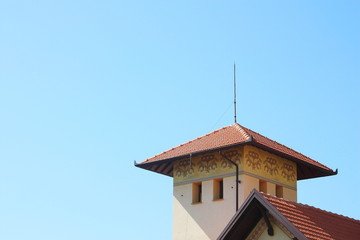 Lightning conductor rod on a rooftop