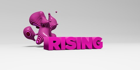 RISING - 3D rendered colorful headline illustration.  Can be used for an online banner ad or a print postcard.